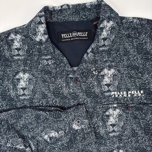 Pelle Pelle Marc Buchanan Navy Lion Print AOP Y2K Button Up Shirt Deadstock XL